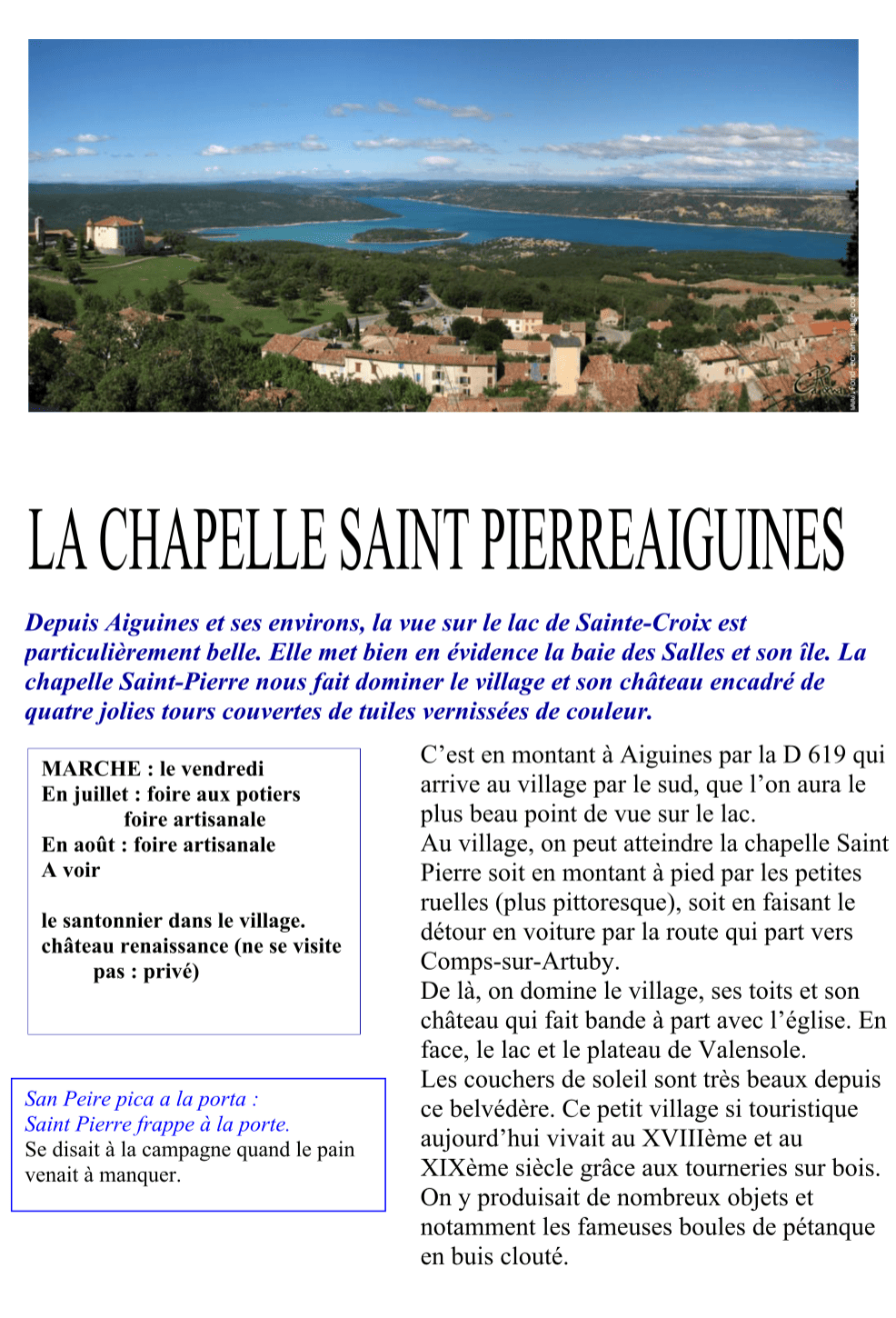 Belvédère d'Aiguines - Chapelle Saint-Pierre — randonnée Facile, Gorges du Verdon